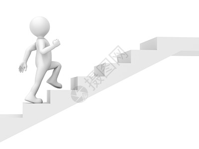 男人爬楼梯概念木偶卡通片生长楼梯小路职业跑步插图图片