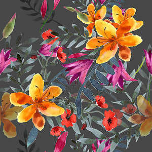 开花的野花 微妙的花朵 本底油漆水彩色插图花束卡片框架装饰品荒野绘画邀请函叶子植物群图片