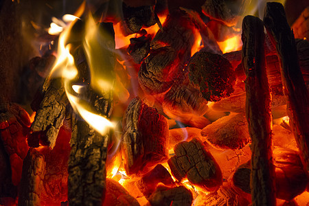 燃烧木炭辉光活力橙子壁炉字符烧烤篝火炙烤热情宏观图片