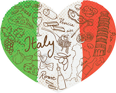 披萨背景绘画咖啡店美食厨师标签食物午餐餐厅文化插图图片