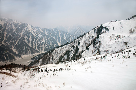 日本阿尔卑斯山 冬季的雪丘天空风景白马名声林地顶峰气候蓝色白色图片