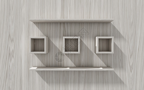 3个孤立的空架子 用于木材背景展览家具安装投影仪博物馆书架画廊广告博览会组织贸易图片