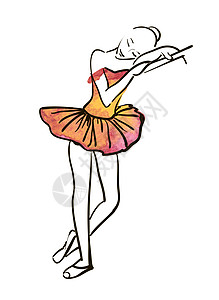 矢量手绘芭蕾画图戏服卡通片女士女孩青少年排演吉祥物童话绘画短裙图片