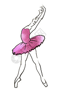 矢量手绘芭蕾画图冒充性格舞蹈家绘画水彩舞蹈排演裙子青少年女士图片