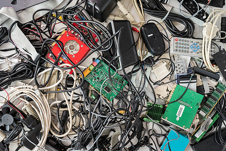 旧计算机电缆和装置外设绳索回收声卡电子卡片数据垃圾芯片硬件图片
