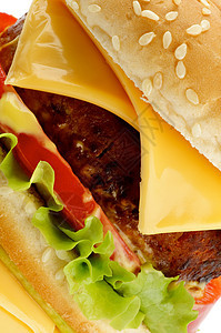 美味芝士汉堡红色饮食青菜芝麻绿色午餐包子黄色美食家面包图片