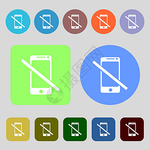 不要打电话 智能手机标志图标 支持符号 12 个彩色按钮 平面设计 向量图片