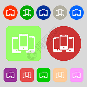智能手机符号图标 支持符号 呼叫中心 12个彩色按钮 平面设计 矢量热线创造力令牌边界圆圈顾客海豹框架质量咨询图片