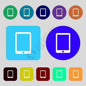 平板符号图标 智能手机按钮 12个彩色按钮 平面设计 矢量电子电脑商业上网细胞框架屏幕笔记本展示触摸屏图片