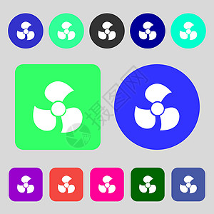 扇形 螺旋桨图标符号 12 色按钮 平面设计 矢量图片