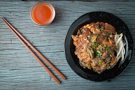 糖浆蛋贝贝类烹饪食物味道牡蛎早餐洋葱美食平底锅煎饼图片