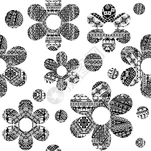 黑人和白人无缝模式 带有民族元素背景图片