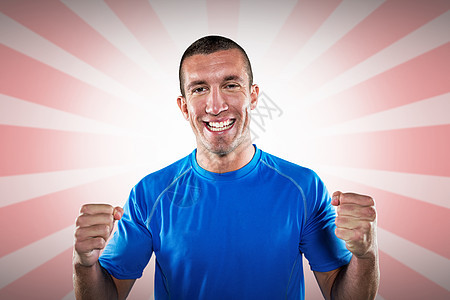 快乐橄榄球玩家肖像的合成图像橄榄球胜利球衣服装白色成就幸福快乐男人运动图片