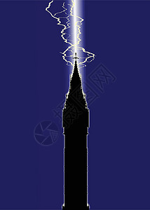 Big Ben闪电击闪光绘画艺术品螺栓插图闪电艺术罢工钟楼地标图片