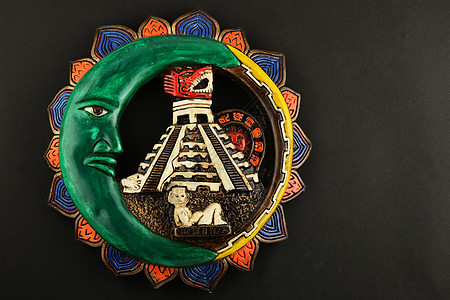 墨西哥玛雅人陶瓷画板异教徒工艺纪念品工匠太阳月亮制品艺术文化装饰品图片