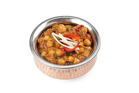 印度白种鸡肉咖哩钱纳马萨拉烹饪食物午餐盘子营养餐厅美食辣椒厨房豆子图片