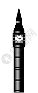 漫画 Big Ben 时钟短影 矢量插图在白色背景中被孤立图片