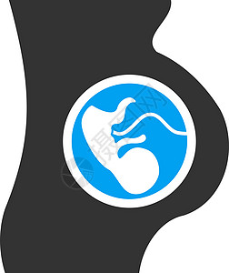 怀孕图标脐带蓝色腹部护理母亲胎儿身体解剖学病菌母性图片