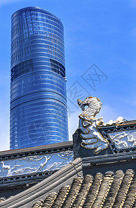 上海中国老城 新上海大塔和结川花园地标办公室建筑学文化旅行城市场景天空玻璃金融图片