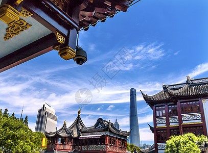 上海中国老城 新上海大塔和结川花园历史旅游摩天大楼市中心金融景观经济建筑学办公室城市图片