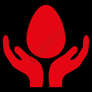 孵化器图标红色投标黑色母鸡字形保险安全怀孕背景蛋壳图片