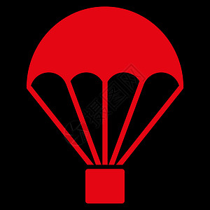 降落伞图标潜水溜槽背景黑色字形航班冒险跳伞救援红色图片