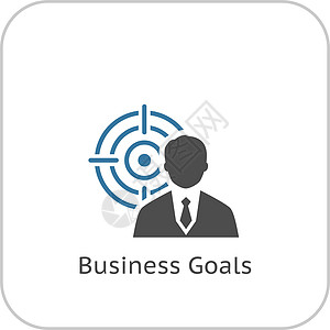 业务目标图标 平面设计圆形中心销售插图运动成功圆圈白色定位战略图片