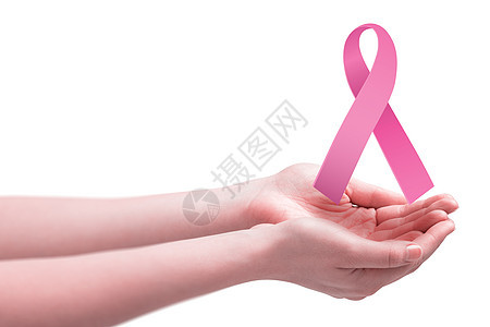 手举手的复合图像机构丝带女性乳腺癌健康粉色图片