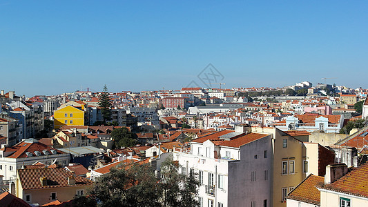 在首都葡萄牙首都里斯本上空的观景景观邻里城市背景图片