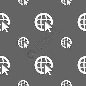 互联网符号图标 世界万维网符号 光标指针 灰色背景上的无缝模式 矢量地球海豹徽章令牌标签行星邮票质量老鼠网络图片