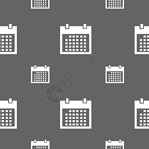 日历符号图标 日月符号 日期按钮 灰色背景上的无缝模式 矢量插图令牌标签框架邮票创造力质量图片