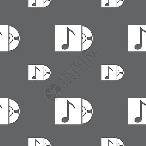 cd 播放器图标符号 在灰色背景上的无缝模式 矢量激光液晶唱机数字按钮艺术光盘音乐电子产品插图图片