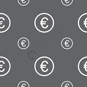 欧元图标符号 灰色背景上的无缝模式 矢量标识银行业零售折扣现金按钮质量邮票插图价格图片