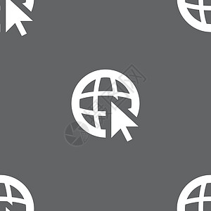 互联网符号图标 世界万维网符号 光标指针 灰色背景上的无缝模式 矢量质量老鼠徽章海豹地球标签圆圈网络插图令牌图片
