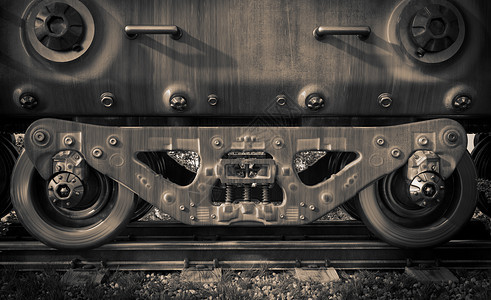 工业铁路火车车轮闭合技术黑白相片(黑色和白色照片)图片