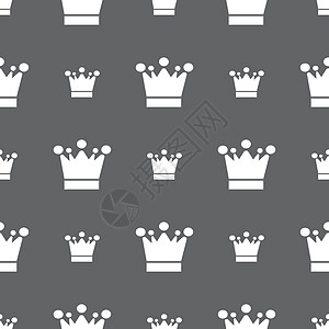 Crown 图标符号 在灰色背景上的无缝模式 矢量王座金子卡通片创造力服务金属头等舱个性力量女王图片