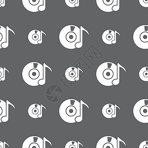 CD 或 DVD 图标符号 灰色背景上的无缝模式 矢量数据音乐插图圆形磁盘圆圈烧伤视频贮存记录图片