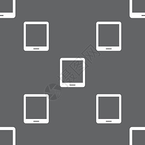 平板符号图标 智能手机按钮 灰色背景上的无缝模式 矢量电子笔记本电脑工具触摸屏白色电话商业插图展示图片
