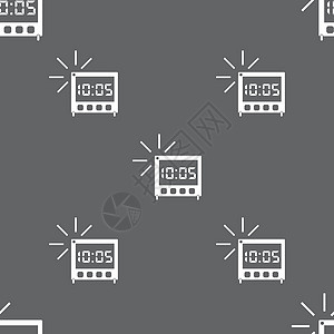 数字提醒时钟图标符号 灰色背景上的无缝模式 矢量按钮时间办公室标签小时电子屏幕生活展示日历图片