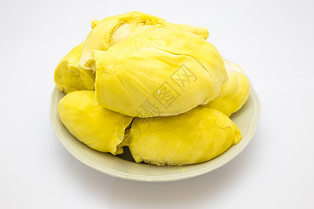 白色背景的菜盘上剥大土豆 泰国水果图片