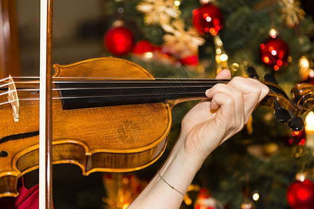 带圣诞树的小提琴家庭音乐颂歌水平灯饰图片