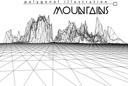 山地景观矢量说明艺术岩石折纸山脉绘画爬坡插图多边形三角形网格背景图片