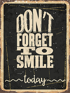 反转金属标志 别忘了今天微笑喜悦幸福插图性格艺术横幅划痕广告产品图片