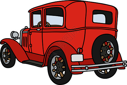 红色跑车复古红帽红色老将卡通片运动轿跑车轿车发动机车皮汽车计时器插画