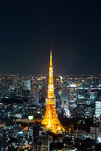 东京夜景日本东京市风景之顶 晚上 日本城市摩天大楼建筑学景观橙子日落街道地标场景首都背景