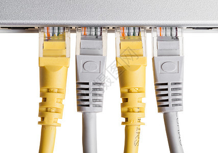 装有电线的路由器插头宽带互联网技术连接器中心金属网络数据中心电缆图片
