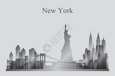 纽约纽约市天空线灰色的环形光影图片