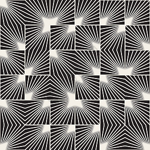 无矢量密封的黑白平方和白边线 Rays 非正规几何模式图片