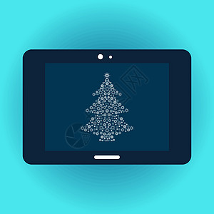 平板屏幕上的圣诞树图片