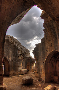 异形拱门以色列的城堡废墟运动旅游旅行假期吸引力背景